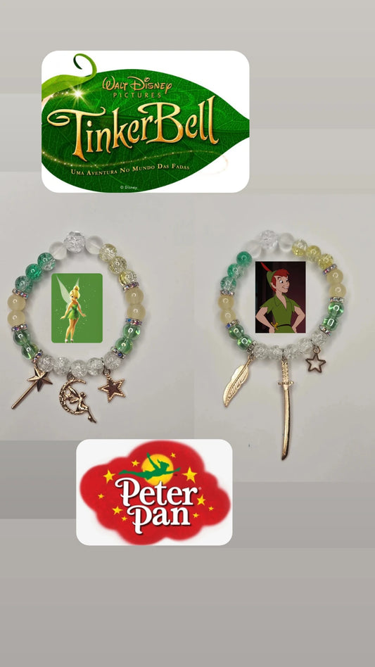 Tinkerbell and peterpan matching bracelet set